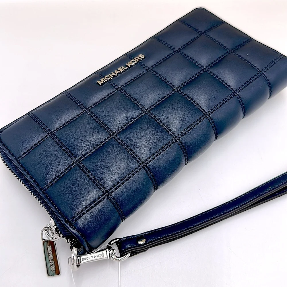 MICHAEL KORS Continental Wristlet Phone Case Wallet Navy NWT